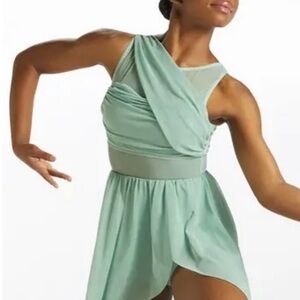balera Mint Green flowy Asymmetrical Dance Dress for competitions or recital